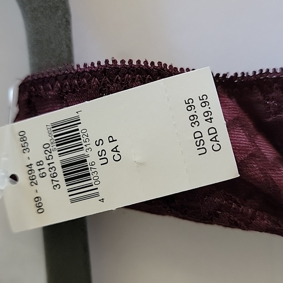 aerie NWT deep burgandy stretch floral lace bralette size small - Picture 4 of 8